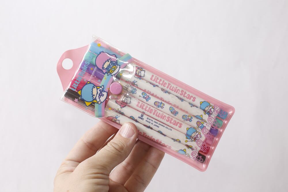 1985 Sanrio Japan Little Twin Stars Colored Markers Set of 6 ~ 260917-WH 365